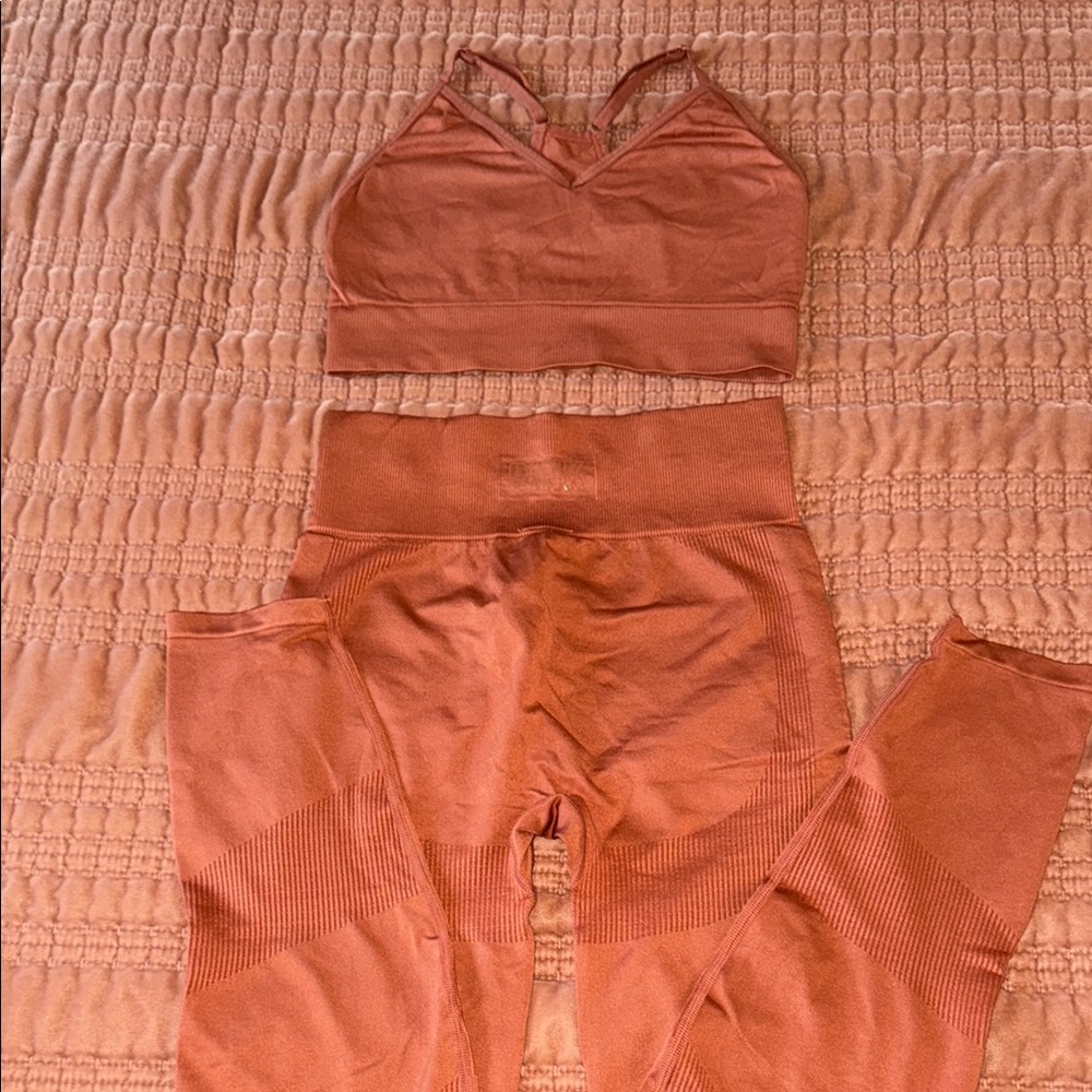 Rust Sports Bra and Leggings Set